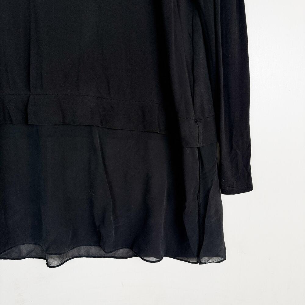 Eileen Fisher Tunic Chiffon Blouse Black 100% Silk Top - M - Picture 4 of 11